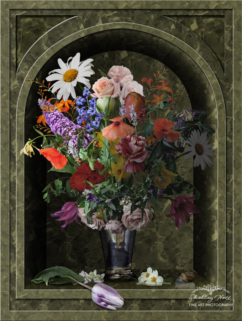 Flowers in a Silver Vase montage