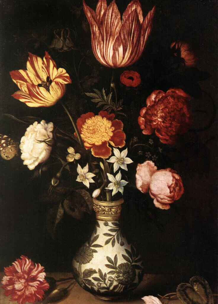 Flowers in a Wan-Li vase by Ambrosius Bosshart 1619