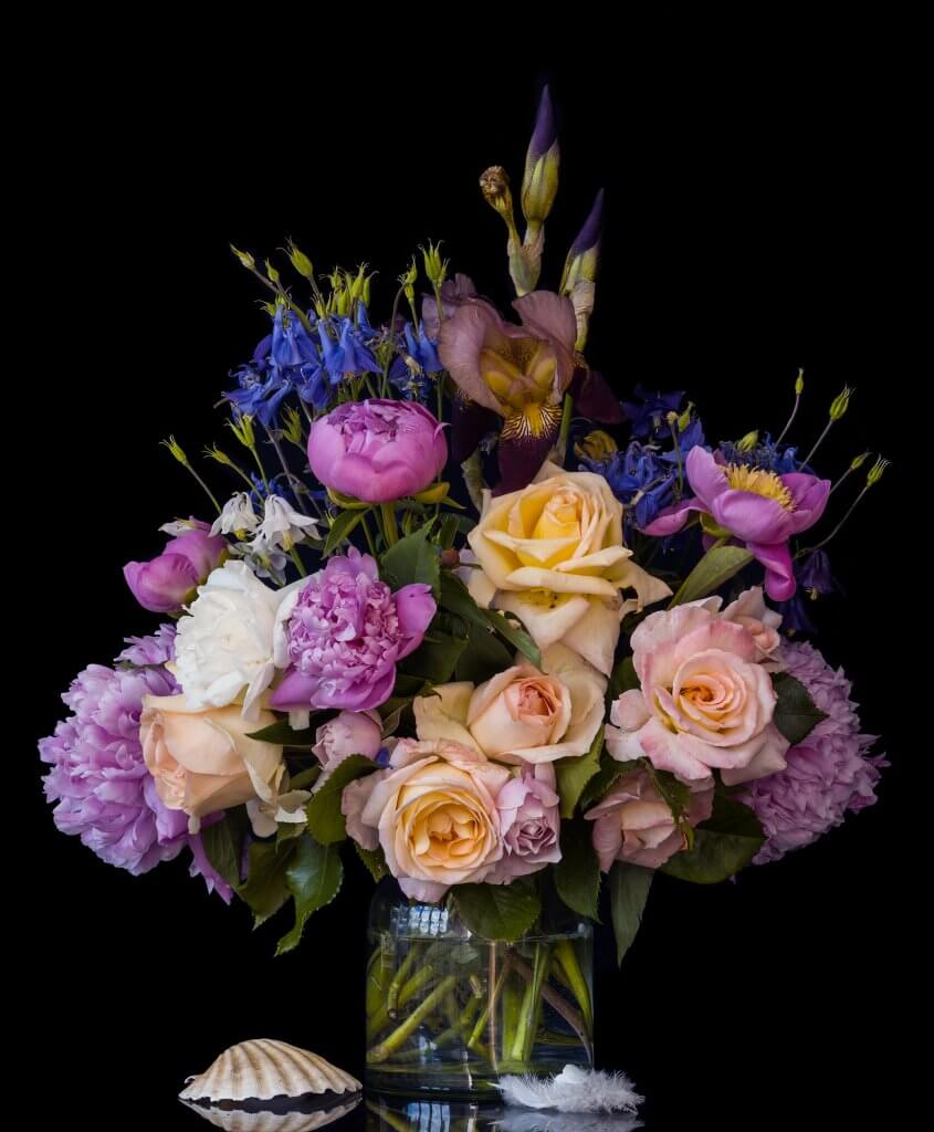 An arrangement of flowers dedicated to pilgrimage.